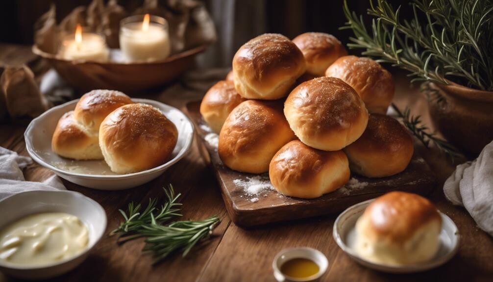 warm fluffy bread rolls